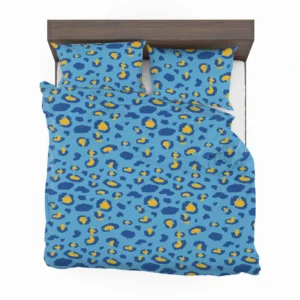 Blue Yellow Leopard Print Bedding Set 2