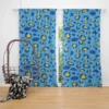 Blue Yellow Leopard Print Curtain