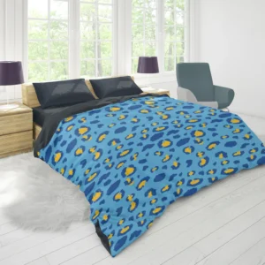 Blue Yellow Leopard Print Duvet Cover 1