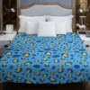 Blue Yellow Leopard Print Duvet Cover