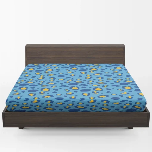 Blue Yellow Leopard Print Fitted Sheet 1