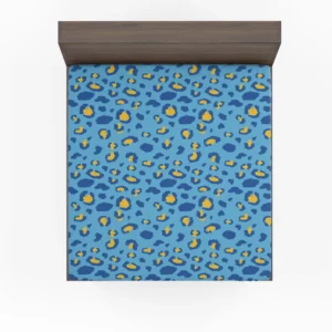 Blue Yellow Leopard Print Fitted Sheet