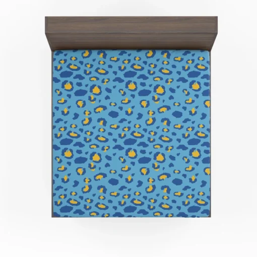 Blue Yellow Leopard Print Fitted Sheet