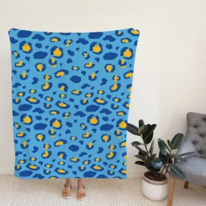 Blue Yellow Leopard Print Fleece Blanket