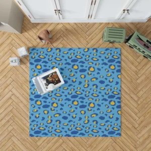 Blue Yellow Leopard Print Rug