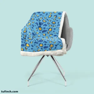 Blue Yellow Leopard Print Sherpa Fleece Blanket 2