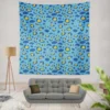 Blue Yellow Leopard Print Wall Tapestry