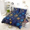 Blue Yellow Planets Stars Space Design Bedding Set