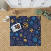 Blue Yellow Planets Stars Space Design Rug