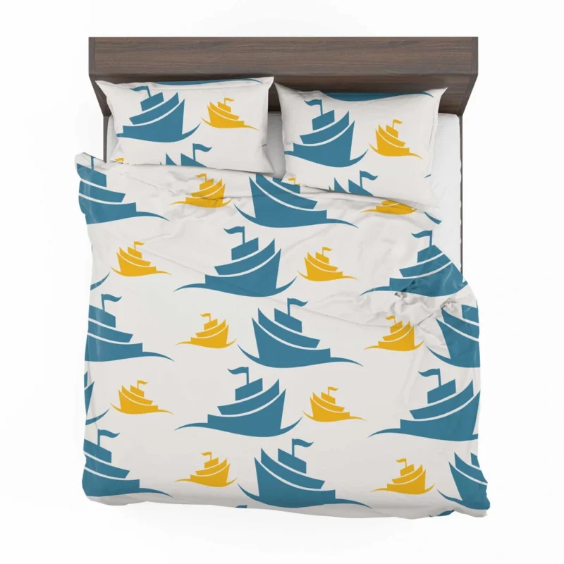 Blue Yellow Sailboats Bedding Set 2