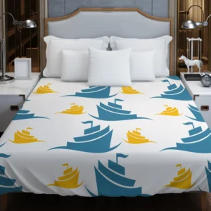 Blue Yellow Sailboats Duvet Cover