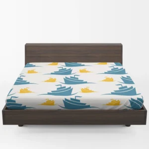 Blue Yellow Sailboats Fitted Sheet 1