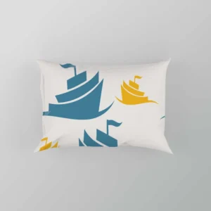 Blue Yellow Sailboats Pillow Case