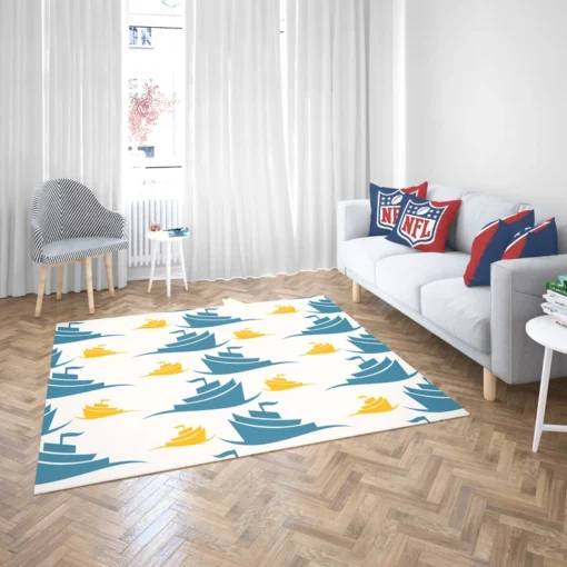 Blue Yellow Sailboats Rug 2