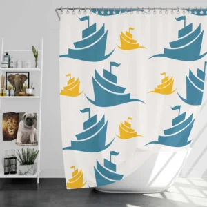 Blue Yellow Sailboats Shower Curtain