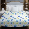 Blue Yellow Watercolor Polka Dots Duvet Cover