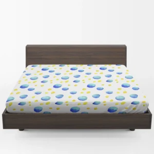 Blue Yellow Watercolor Polka Dots Fitted Sheet 1