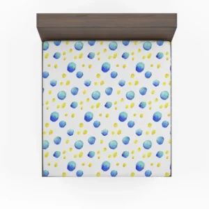 Blue Yellow Watercolor Polka Dots Fitted Sheet