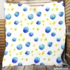 Blue Yellow Watercolor Polka Dots Quilt Blanket