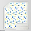 Blue Yellow Watercolor Polka Dots Sherpa Fleece Blanket