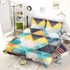 Blue Yellow White Triangle Pattern Bedding Set