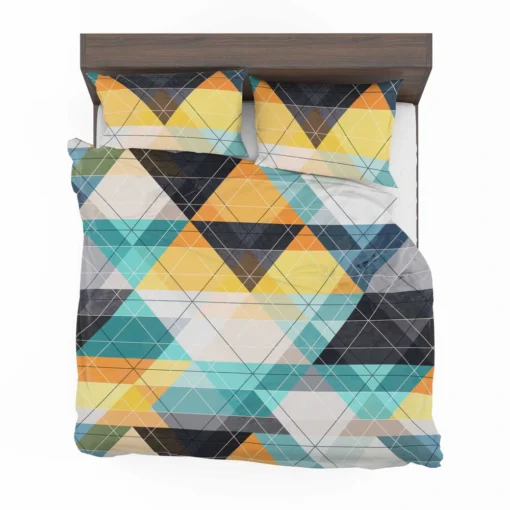 Blue Yellow White Triangle Pattern Bedding Set 2