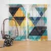 Blue Yellow White Triangle Pattern Curtain