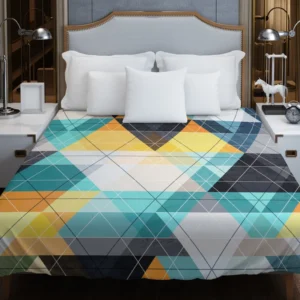 Blue Yellow White Triangle Pattern Duvet Cover