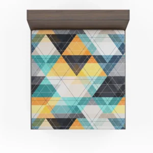 Blue Yellow White Triangle Pattern Fitted Sheet