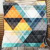 Blue Yellow White Triangle Pattern Quilt Blanket