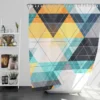 Blue Yellow White Triangle Pattern Shower Curtain