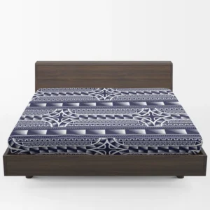 Blue and White Maori Tattoo Pattern Design Fitted Sheet 1