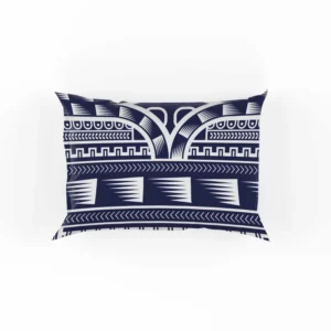 Blue and White Maori Tattoo Pattern Design Pillow Case