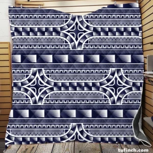 Blue and White Maori Tattoo Pattern Design Quilt Blanket