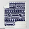 Blue and White Maori Tattoo Pattern Design Sherpa Fleece Blanket