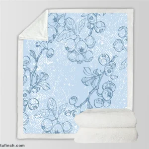 Blueberry Sketch Pattern Sherpa Fleece Blanket