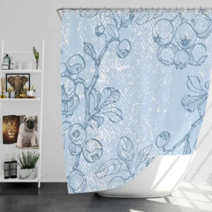 Blueberry Sketch Pattern Shower Curtain