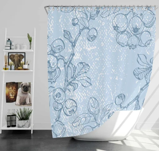 Blueberry Sketch Pattern Shower Curtain