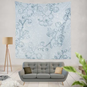 Blueberry Sketch Pattern Wall Tapestry