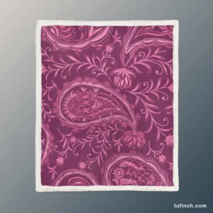 Bohemian Indian Beautiful Paisley Sherpa Fleece Blanket 1