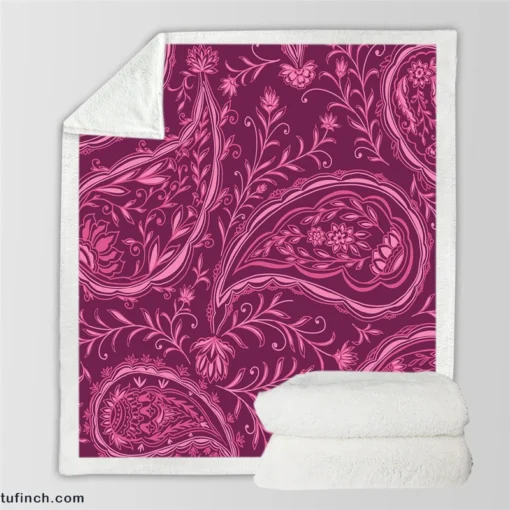 Bohemian Indian Beautiful Paisley Sherpa Fleece Blanket