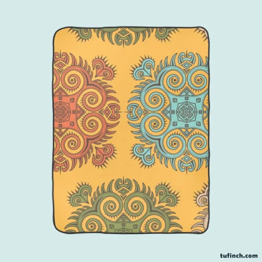 Bohemian Mandala Print Fleece Blanket 1