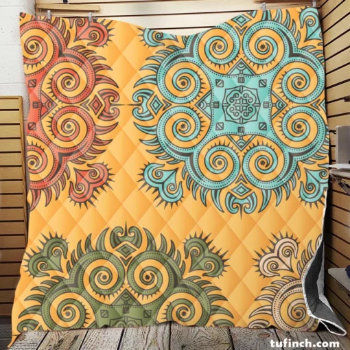 Bohemian Mandala Print Quilt Blanket