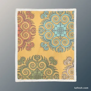 Bohemian Mandala Print Sherpa Fleece Blanket 1