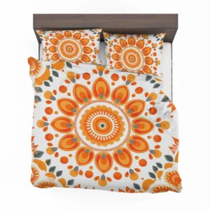 Bohemian Orange Folk Design Bedding Set 2