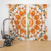 Bohemian Orange Folk Design Curtain