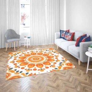 Bohemian Orange Folk Design Rug 2