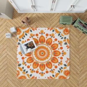 Bohemian Orange Folk Design Rug