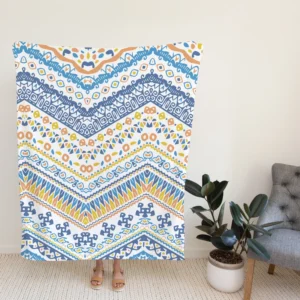 Bohemian Zigzag Ethnic Pattern Fleece Blanket