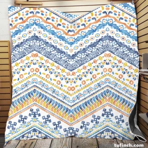 Bohemian Zigzag Ethnic Pattern Quilt Blanket